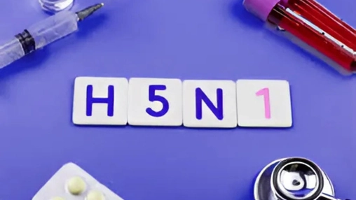 H5N1 tiles with syringe and stethoscope symbolizing UC Davis raw milk safety research