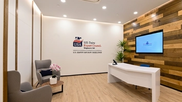 U.S. Dairy Export Council office reception area with logo signage